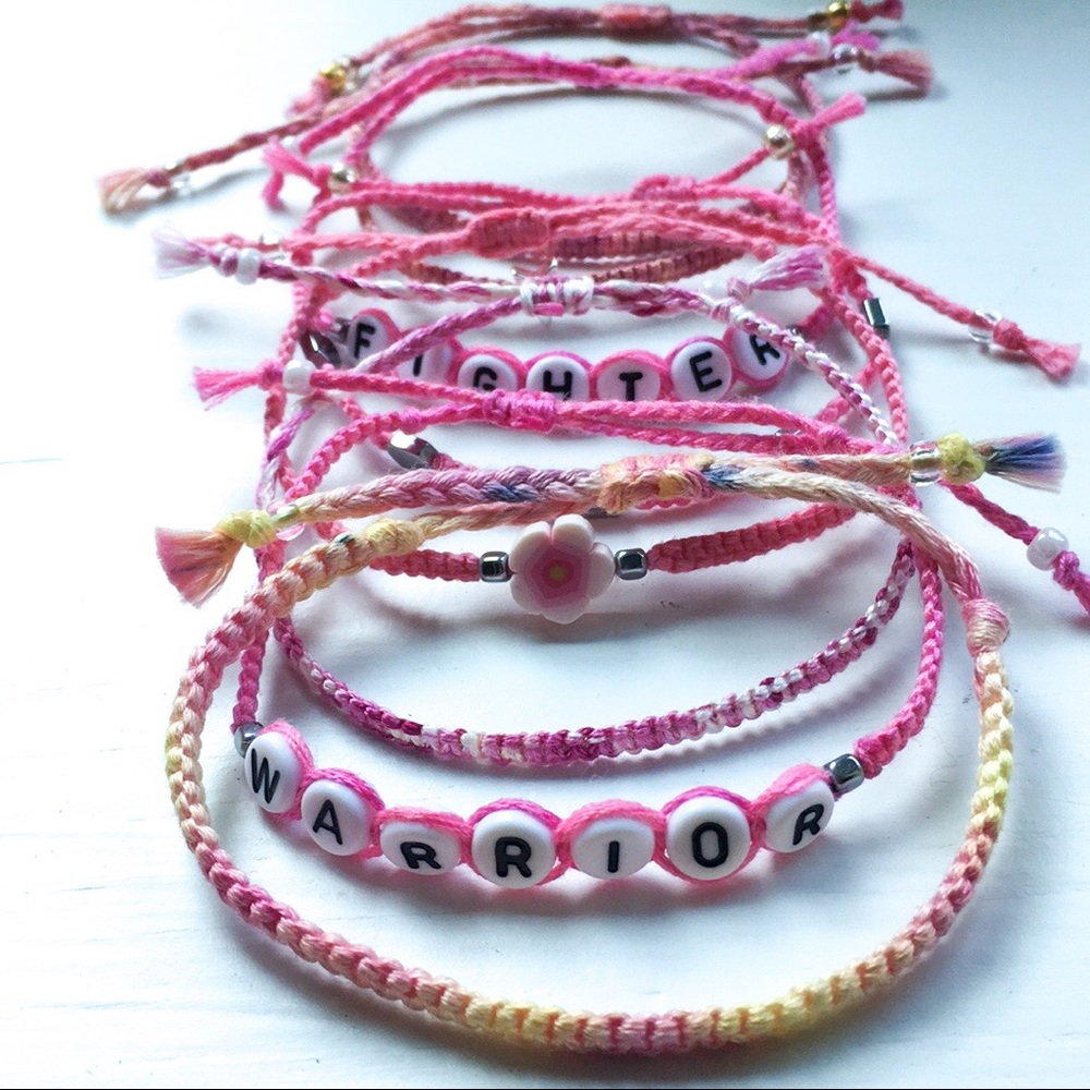 Breast Cancer Awareness Handmade Beaded Bracelets - Picture 3 of 5